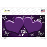 Purple White Hearts Butterfly Oil Rubbed Novelty Sticker Decal