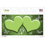 Lime Green White Hearts Butterfly Oil Rubbed Novelty Sticker Decal