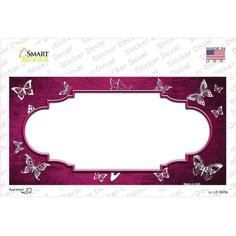 Pink White Scallop Butterfly Oil Rubbed Novelty Sticker Decal