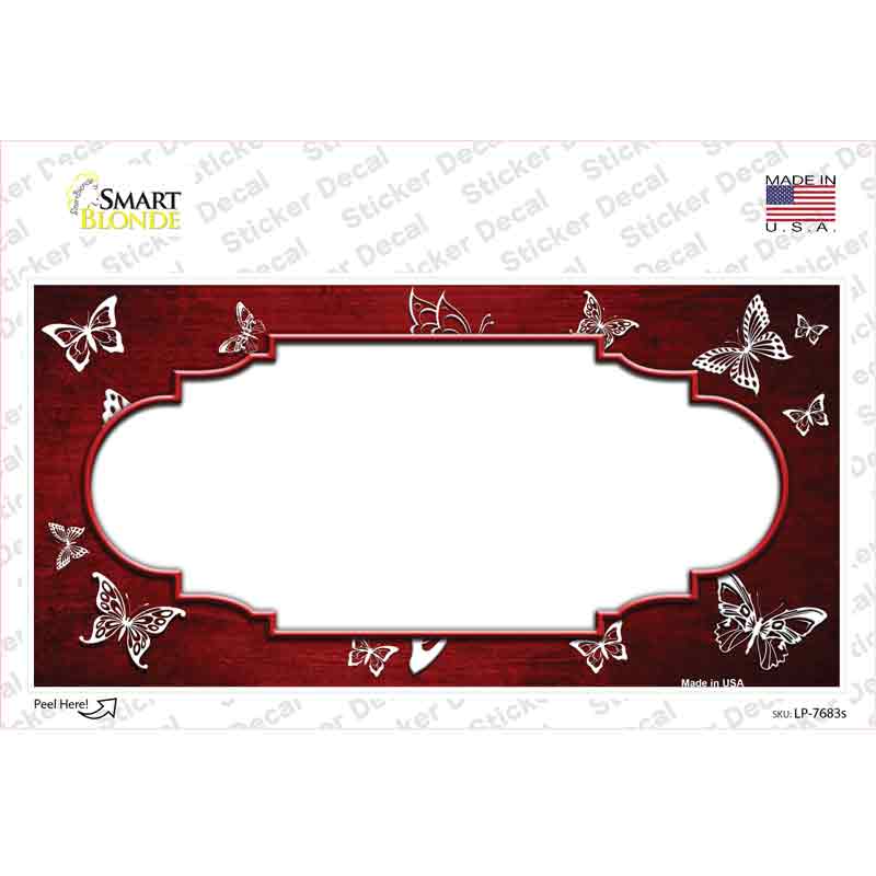 Red White Scallop Butterfly Oil Rubbed Novelty Sticker Decal