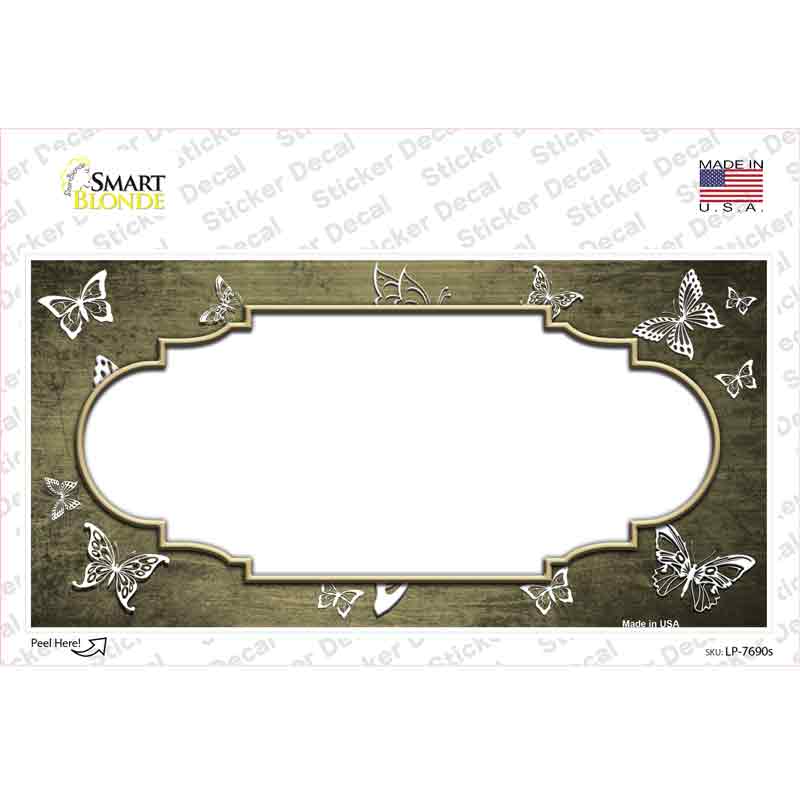 Gold White Scallop Butterfly Oil Rubbed Novelty Sticker Decal