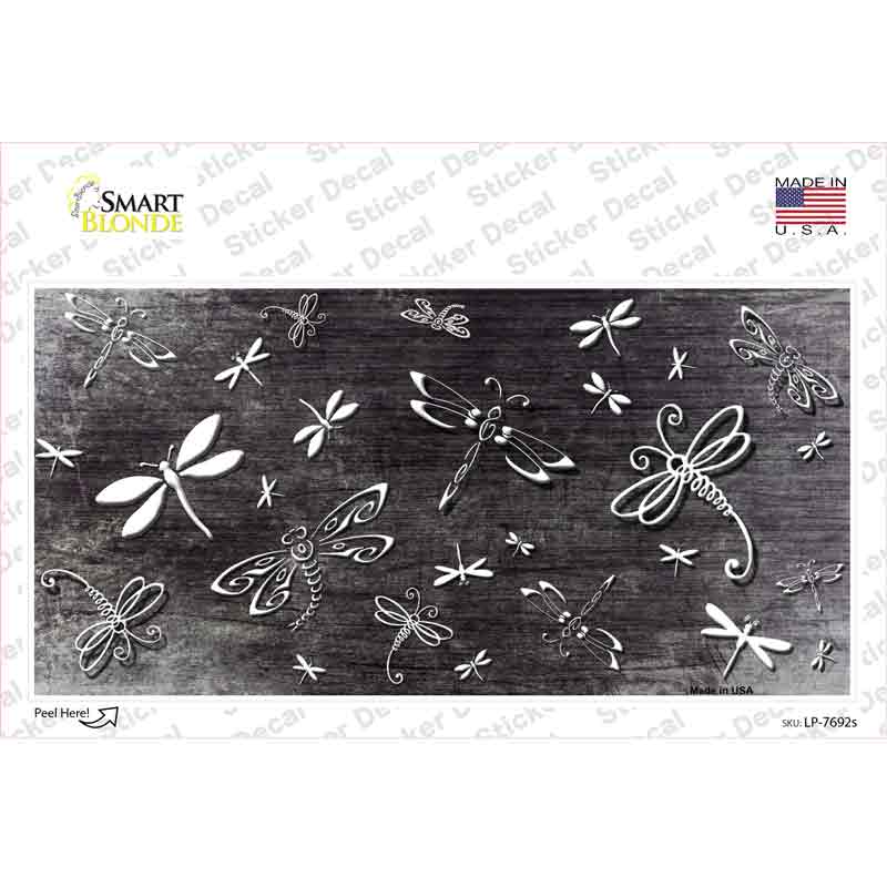 Black White Dragonfly Oil Rubbed Novelty Sticker Decal