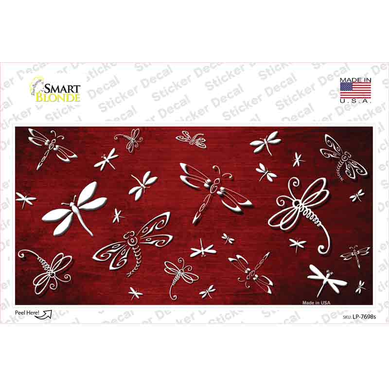 Red White Dragonfly Oil Rubbed Novelty Sticker Decal