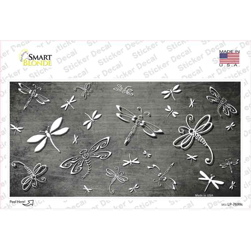 Gray White Dragonfly Oil Rubbed Novelty Sticker Decal
