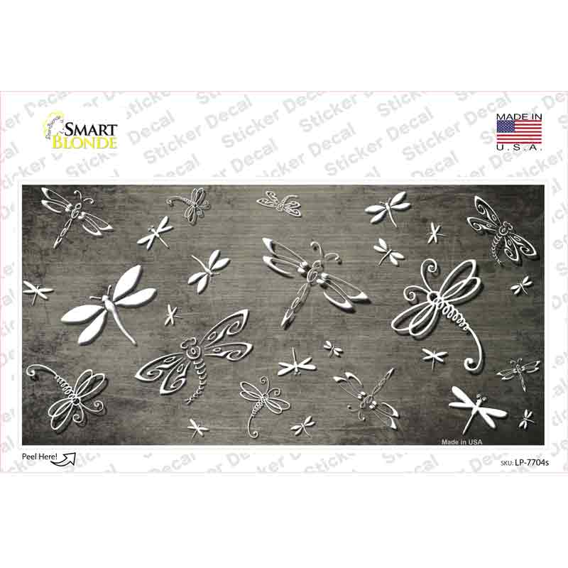 Tan White Dragonfly Oil Rubbed Novelty Sticker Decal