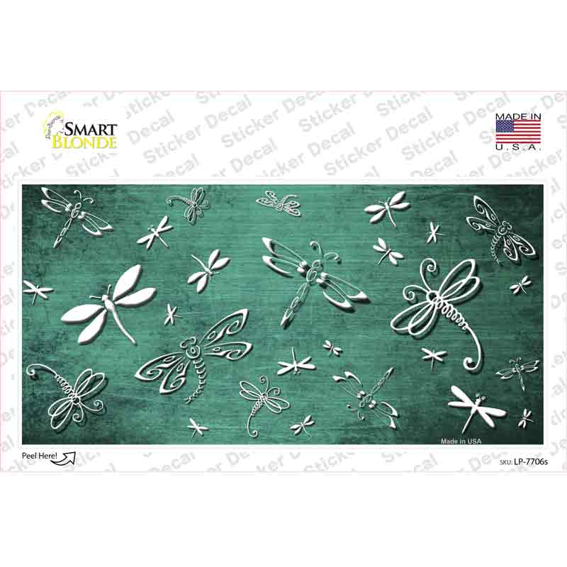 Mint White Dragonfly Oil Rubbed Novelty Sticker Decal