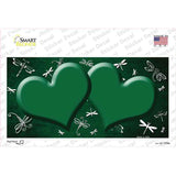 Green White Dragonfly Hearts Oil Rubbed Novelty Sticker Decal