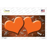 Orange White Dragonfly Hearts Oil Rubbed Novelty Sticker Decal