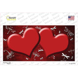 Red White Dragonfly Hearts Oil Rubbed Novelty Sticker Decal
