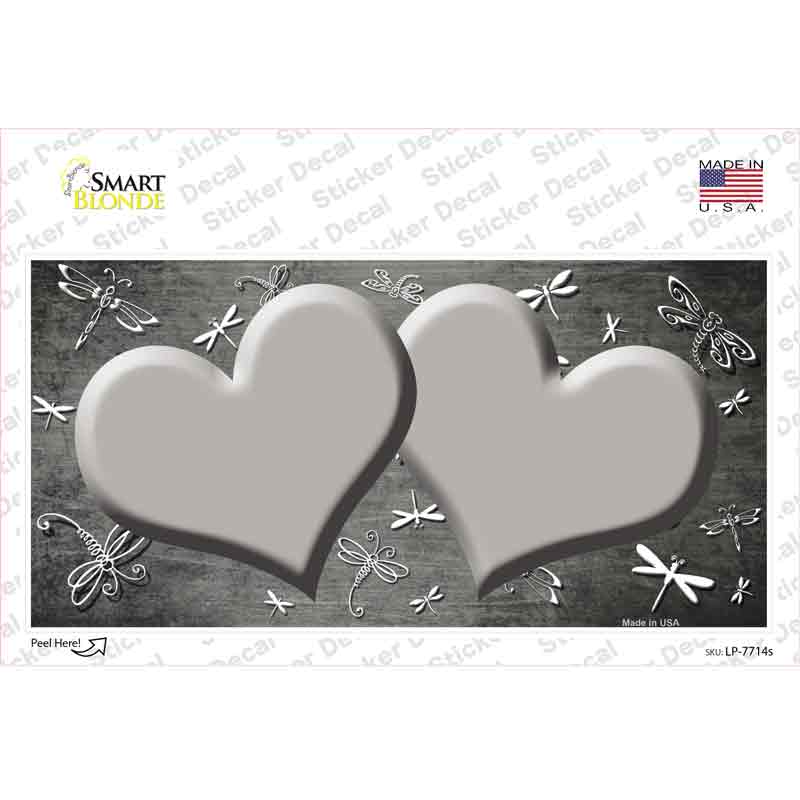 Gray White Dragonfly Hearts Oil Rubbed Novelty Sticker Decal