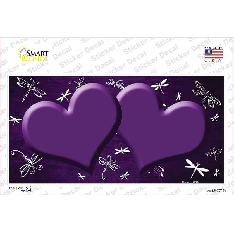 Purple White Dragonfly Hearts Oil Rubbed Novelty Sticker Decal