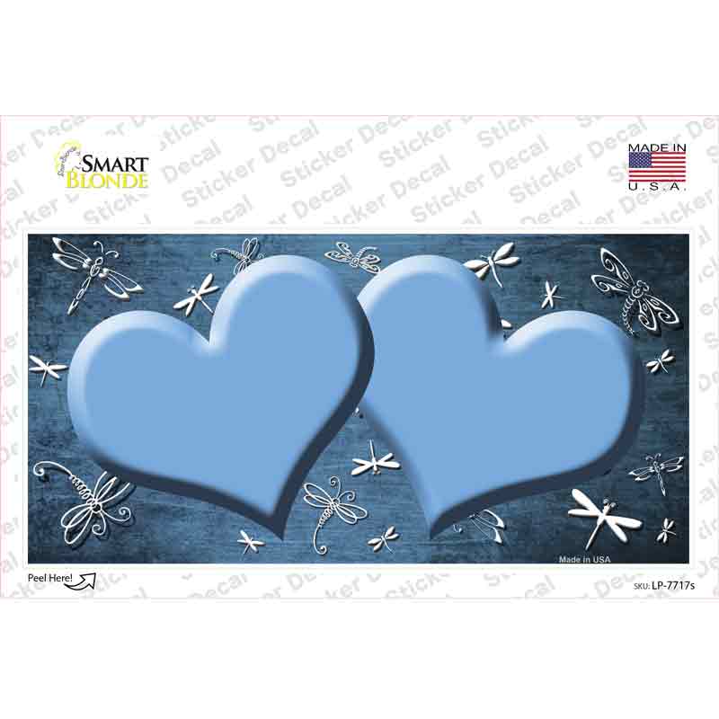 Light Blue White Dragonfly Hearts Oil Rubbed Novelty Sticker Decal