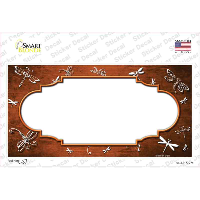 Orange White Dragonfly Scallop Oil Rubbed Novelty Sticker Decal