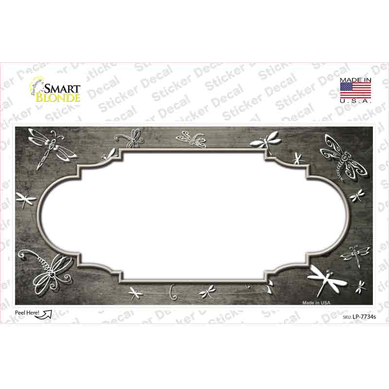 Tan White Dragonfly Scallop Oil Rubbed Novelty Sticker Decal