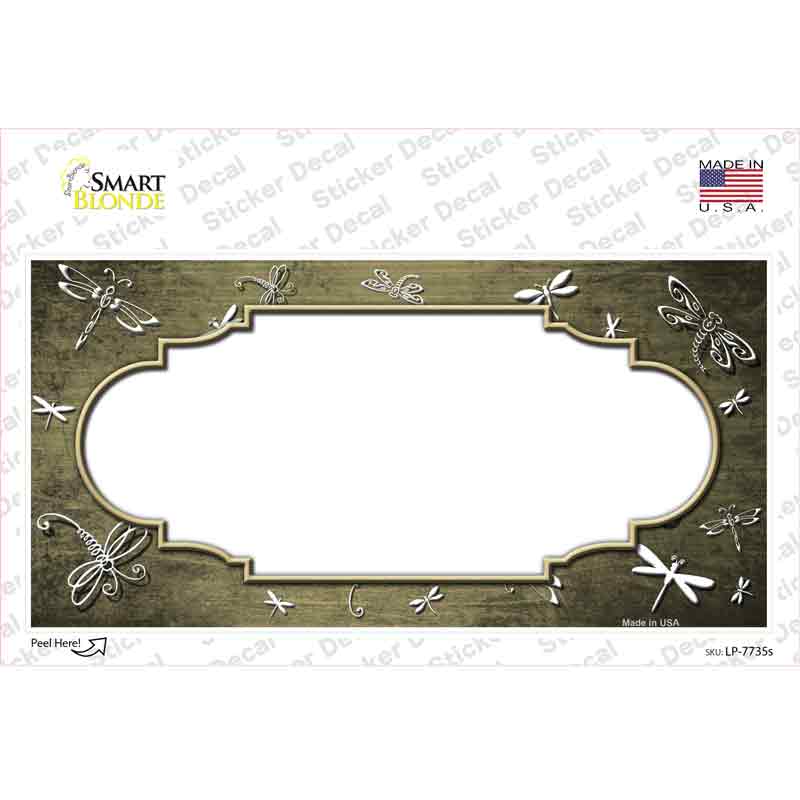 Gold White Dragonfly Scallop Oil Rubbed Novelty Sticker Decal