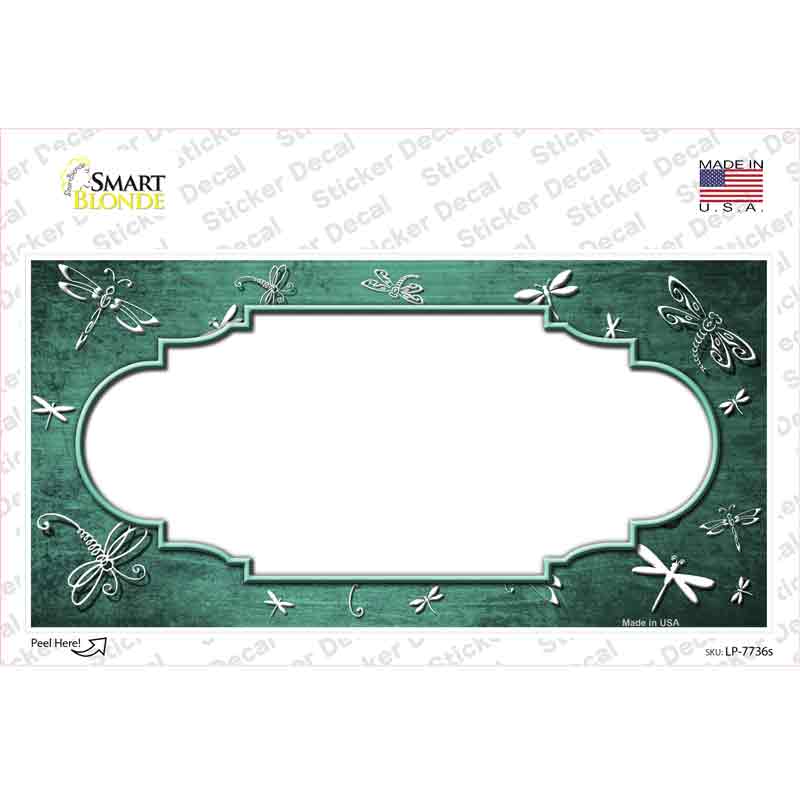 Mint White Dragonfly Scallop Oil Rubbed Novelty Sticker Decal