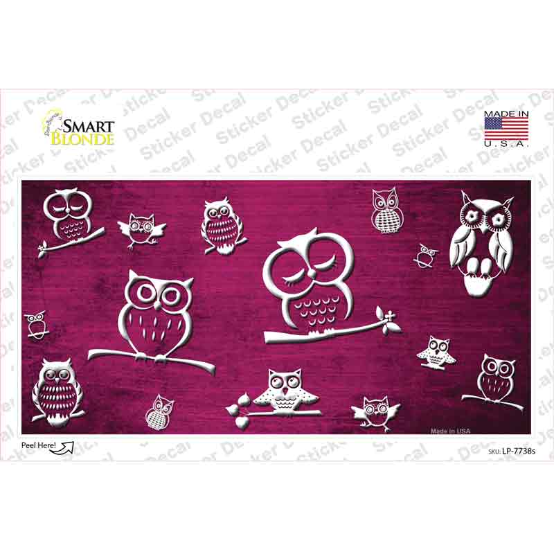Pink White Owl Oil Rubbed Novelty Sticker Decal