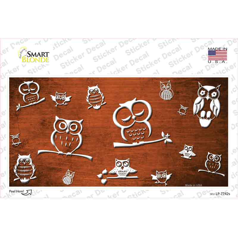 Orange White Owl Oil Rubbed Novelty Sticker Decal