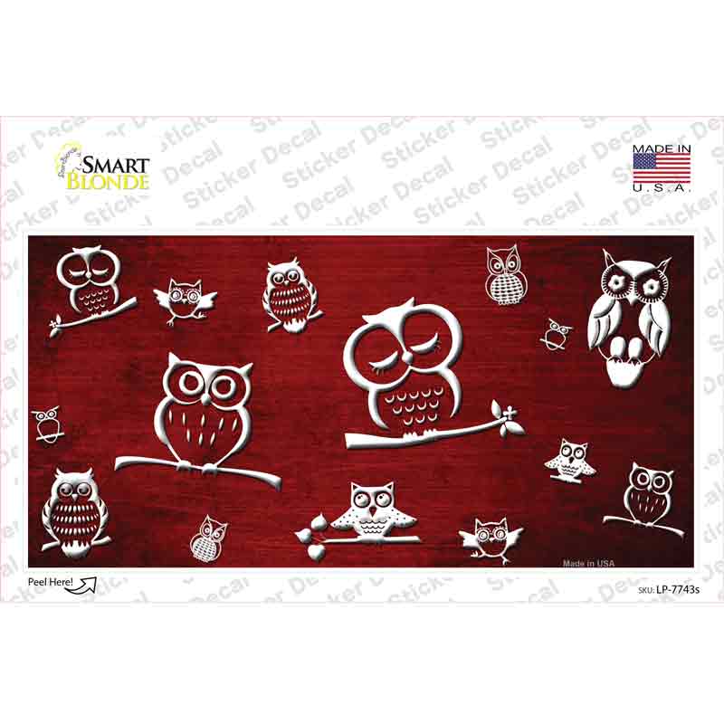 Red White Owl Oil Rubbed Novelty Sticker Decal