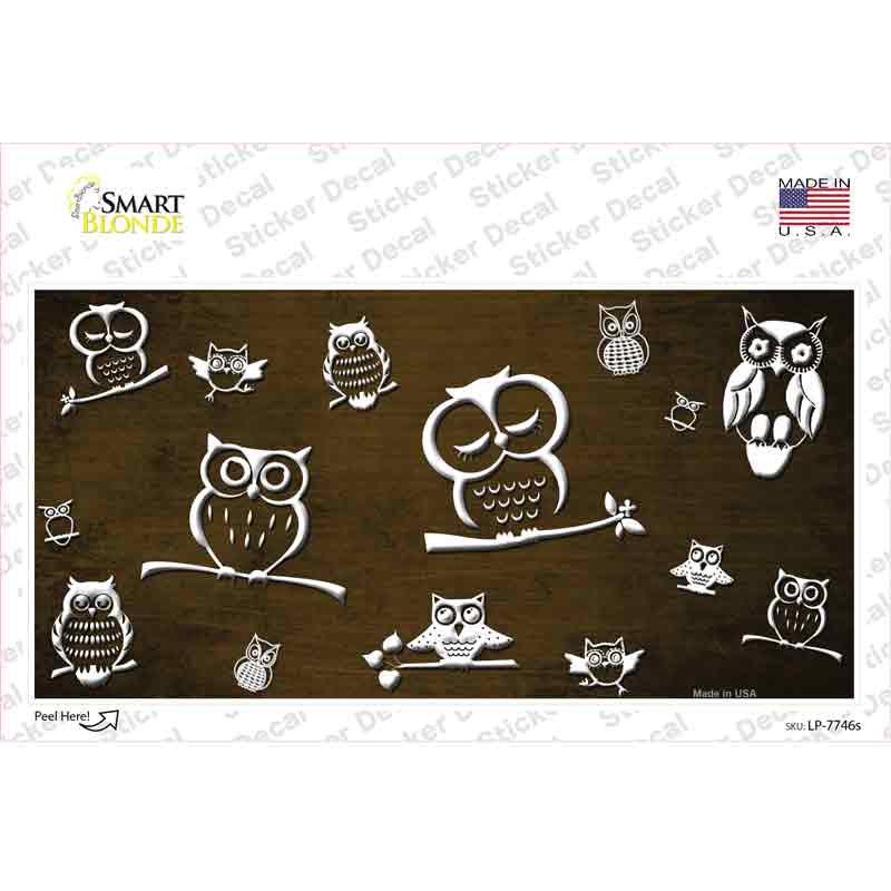 Brown White Owl Oil Rubbed Novelty Sticker Decal