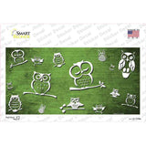 Lime Green White Owl Oil Rubbed Novelty Sticker Decal
