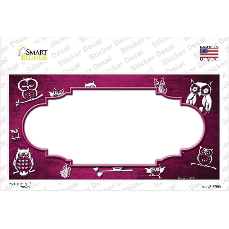 Pink White Owl Scallop Oil Rubbed Novelty Sticker Decal