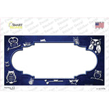 Blue White Owl Scallop Oil Rubbed Novelty Sticker Decal