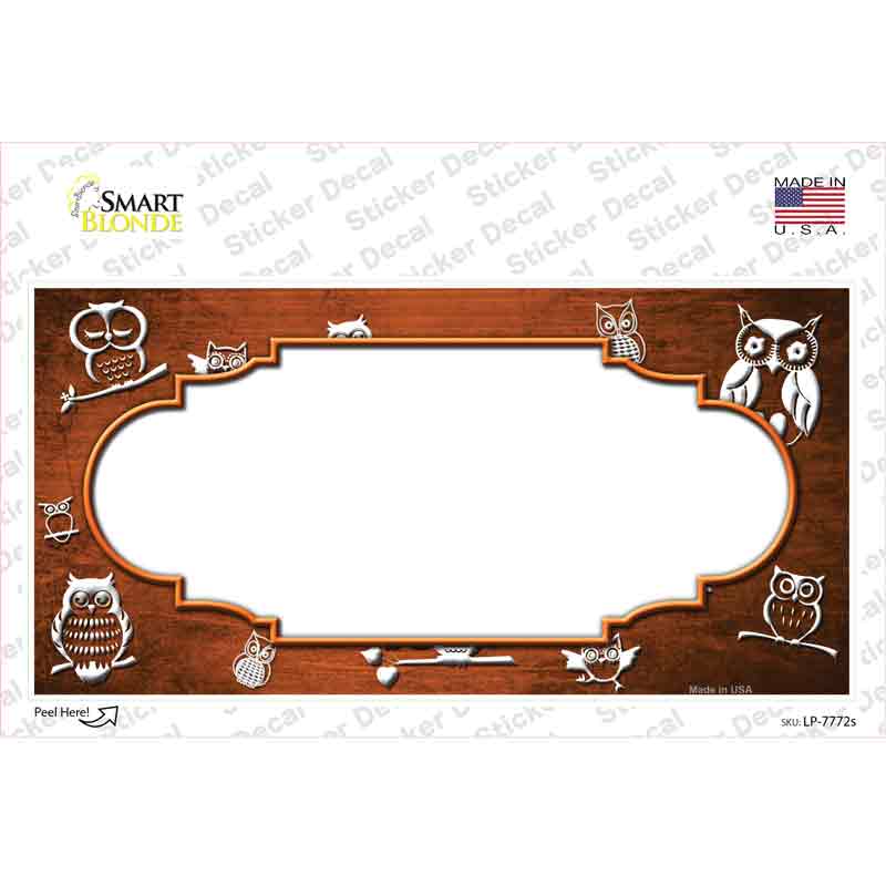 Orange White Owl Scallop Oil Rubbed Novelty Sticker Decal