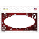 Red White Owl Scallop Oil Rubbed Novelty Sticker Decal