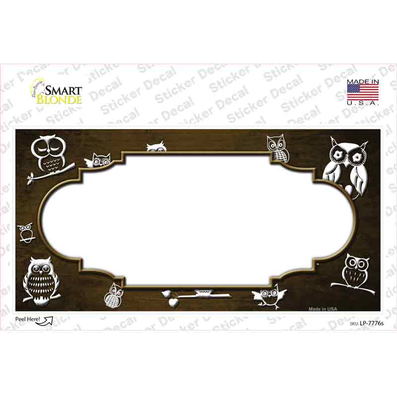 Brown White Owl Scallop Oil Rubbed Novelty Sticker Decal