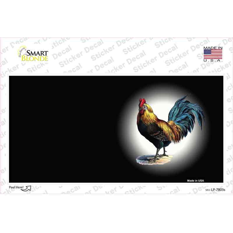 Rooster Offset Black Novelty Sticker Decal