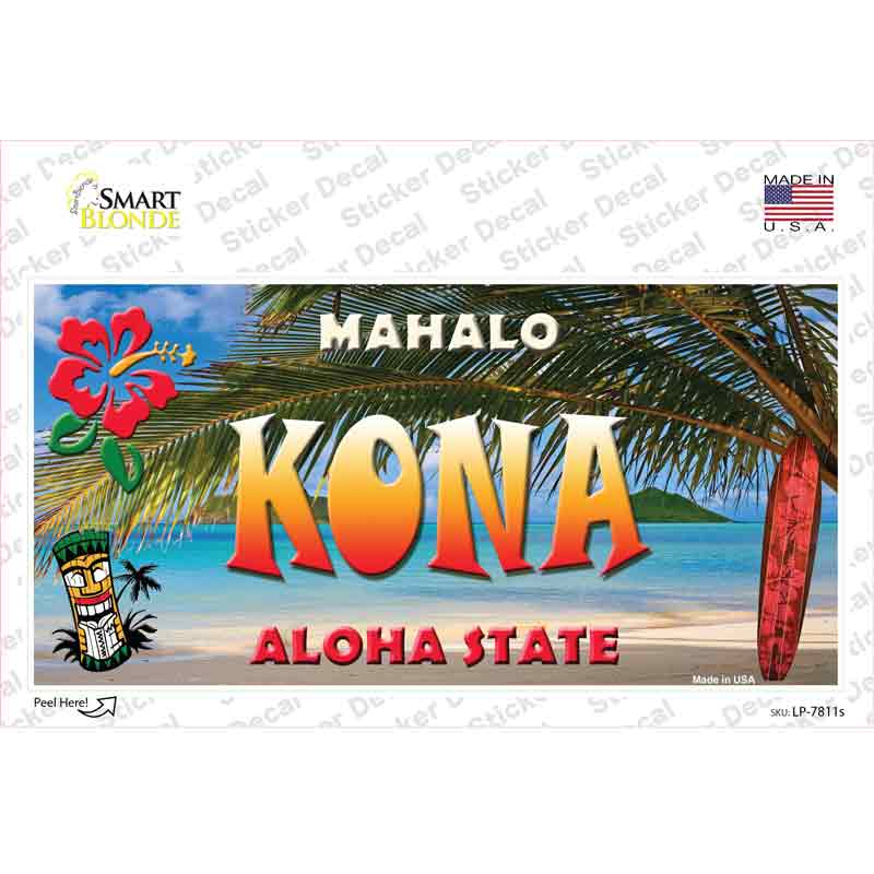 Kona Hawaii State Novelty Sticker Decal