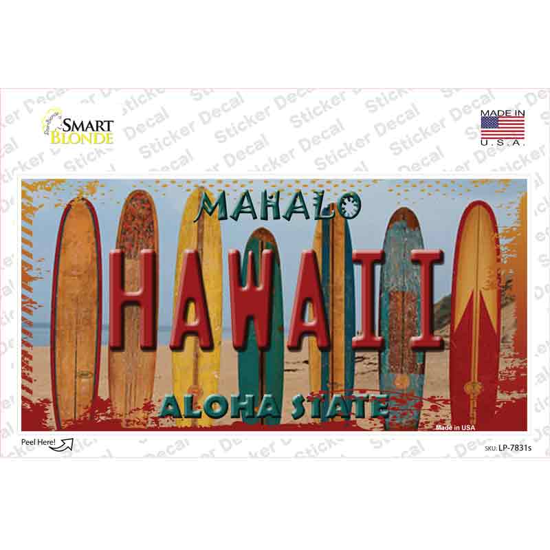 Hawaii Surfboards State Novelty Sticker Decal