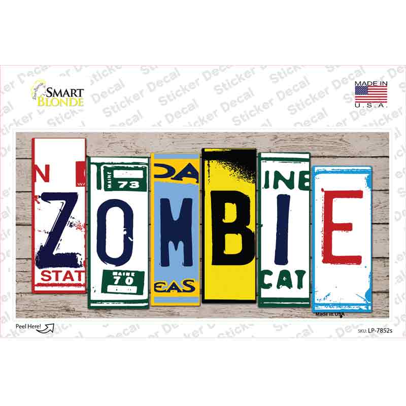 Zombie Art Wood Novelty Sticker Decal