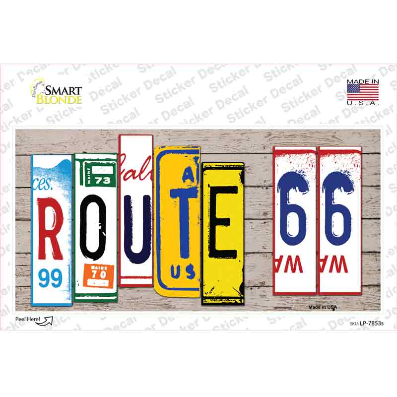 Route 66 Art Wood Novelty Sticker Decal
