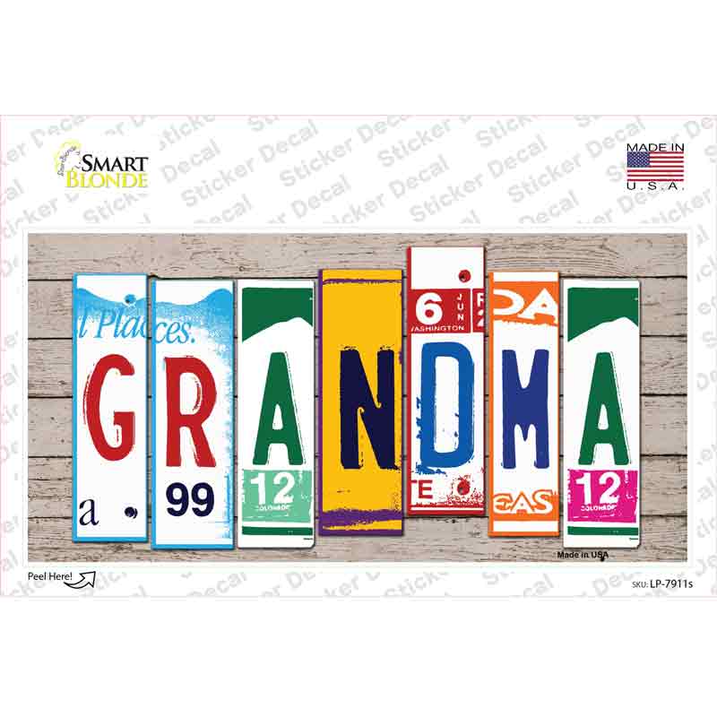 Grandma Wood Art Novelty Sticker Decal