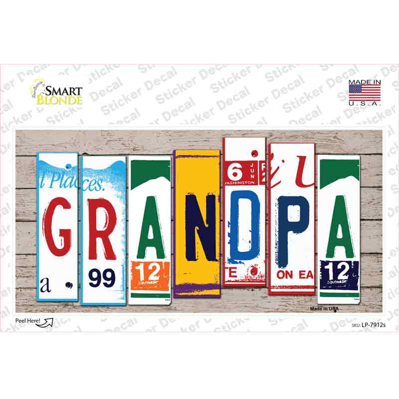 Grandpa Wood Art Novelty Sticker Decal