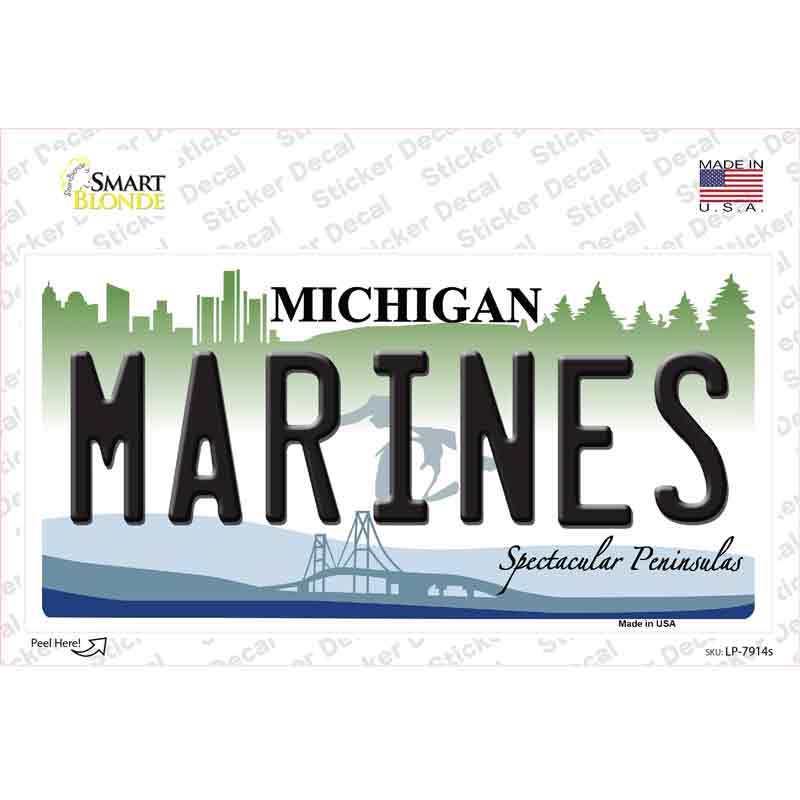 Marines Michigan Novelty Sticker Decal