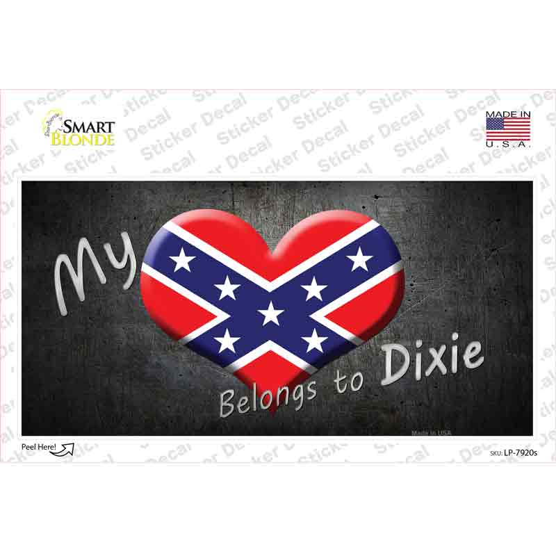 Heart Belongs To Dixie Novelty Sticker Decal