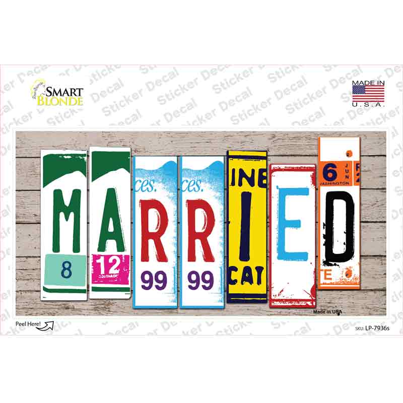 Married Wood Art Novelty Sticker Decal