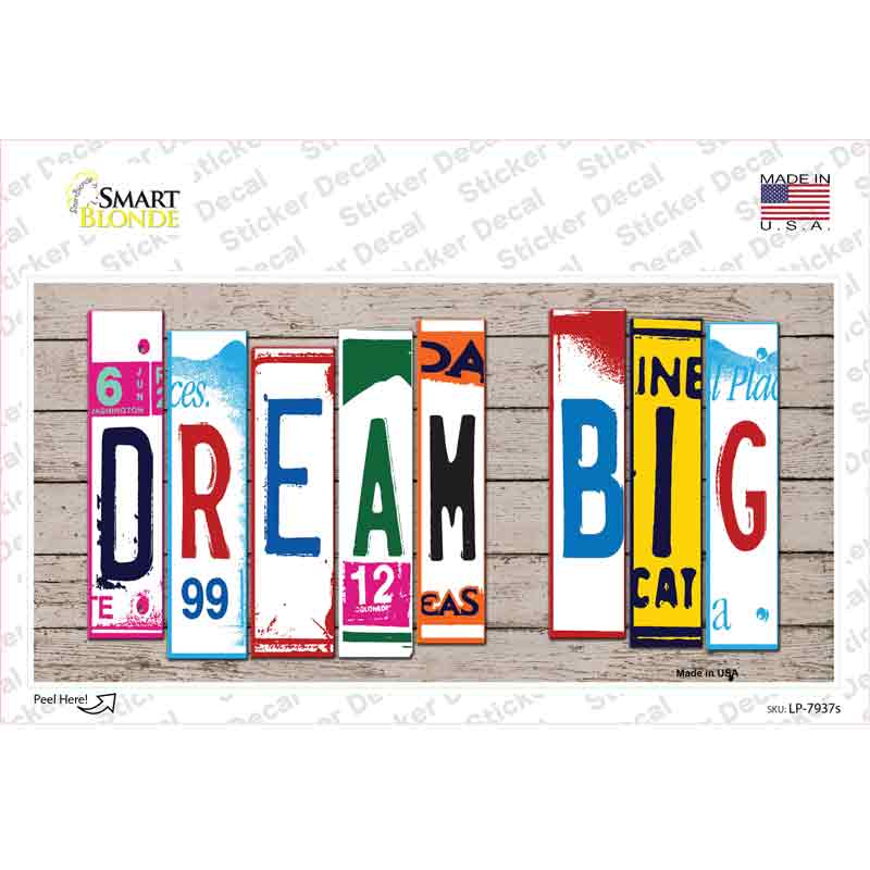 Dream Big Wood Art Novelty Sticker Decal