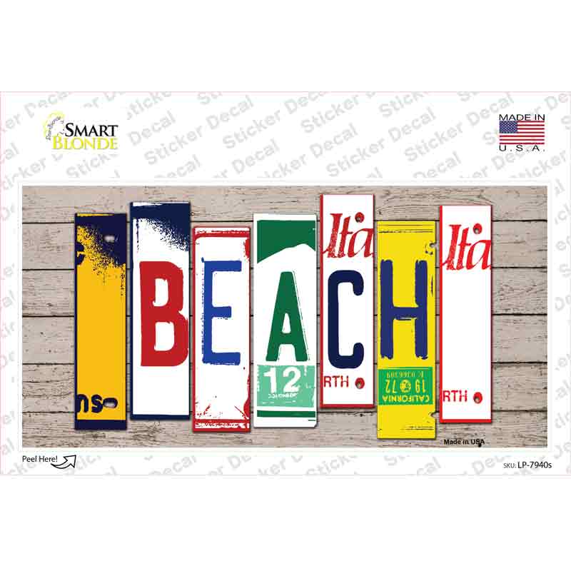 Beach Wood Art Novelty Sticker Decal