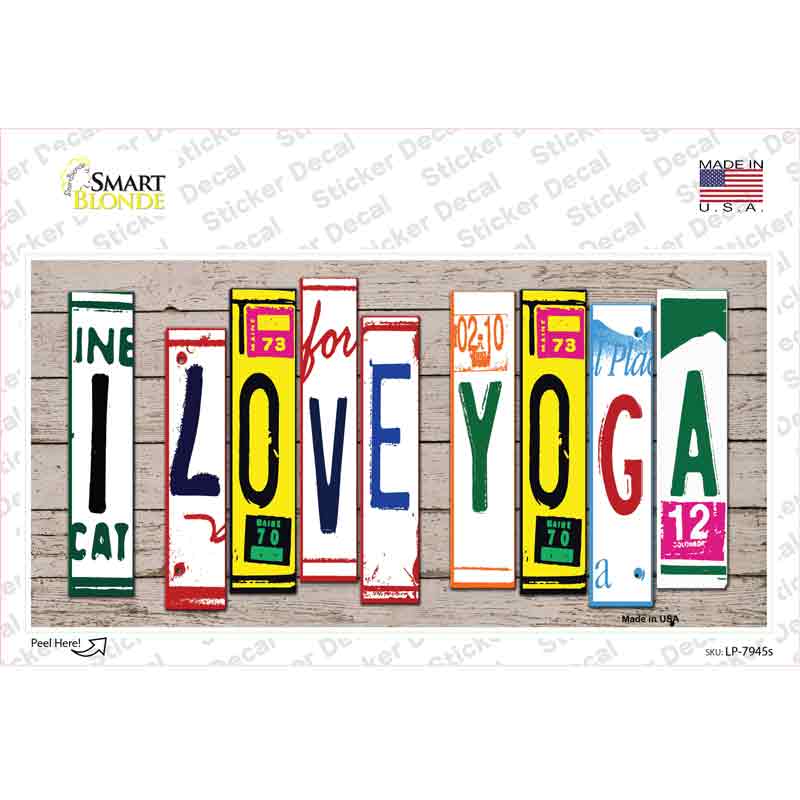 I Love Yoga Wood Art Novelty Sticker Decal