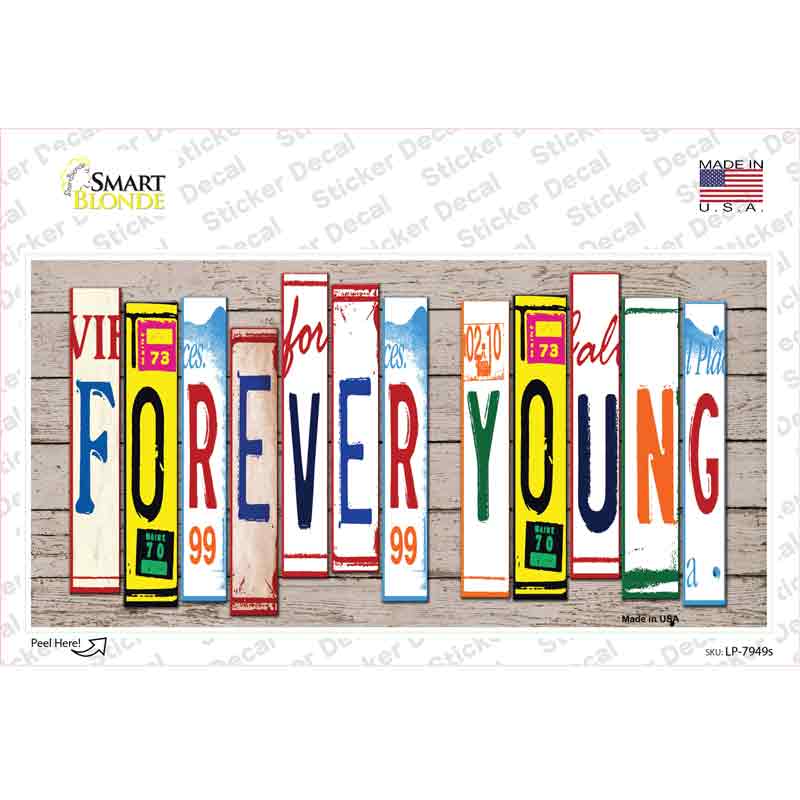 Forever Young Wood Art Novelty Sticker Decal