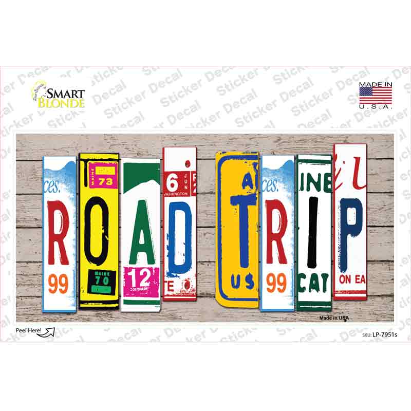 Road Trip Wood Art Novelty Sticker Decal