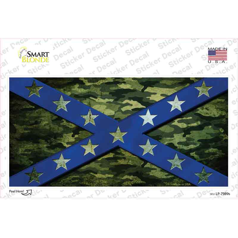 Confederate Stripes Blue Camo Novelty Sticker Decal