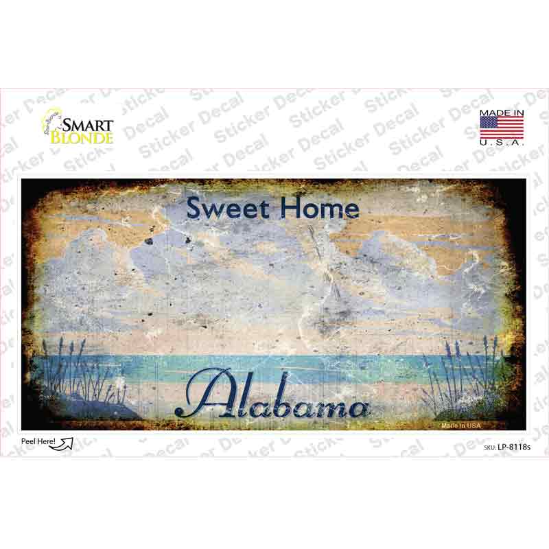 Alabama State Rusty Novelty Sticker Decal