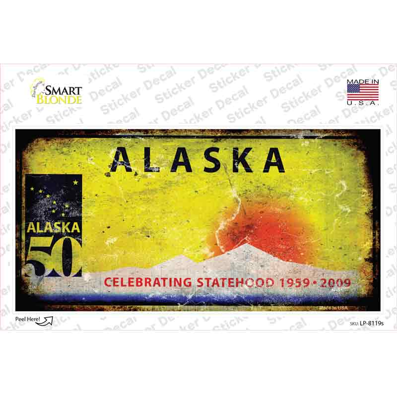 Alaska State Rusty Novelty Sticker Decal