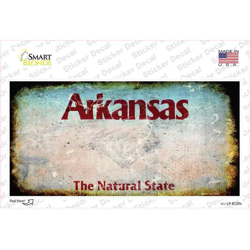 Arkansas State Rusty Novelty Sticker Decal
