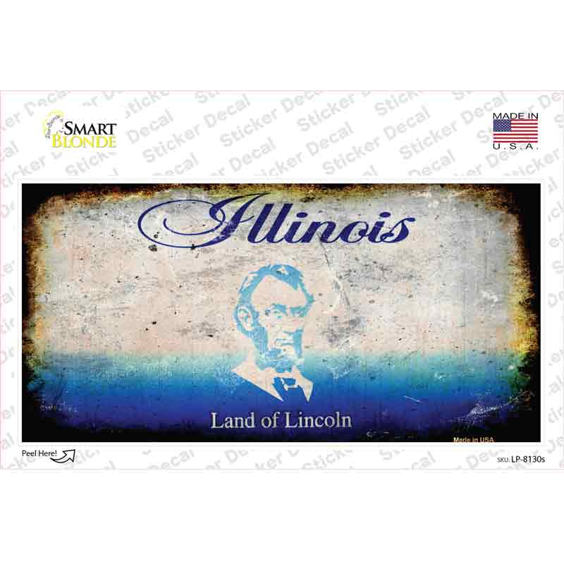 Illinois State Rusty Novelty Sticker Decal